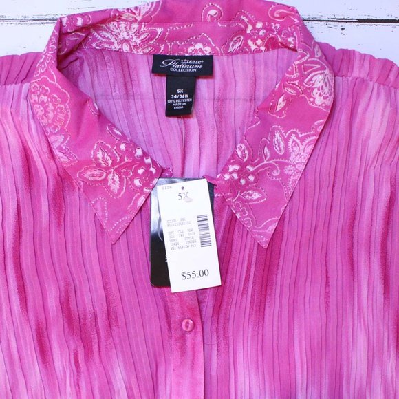 Liz&Me Platinum 5X 34/36W Pink Crinkle Blouse NWT - Picture 4 of 14